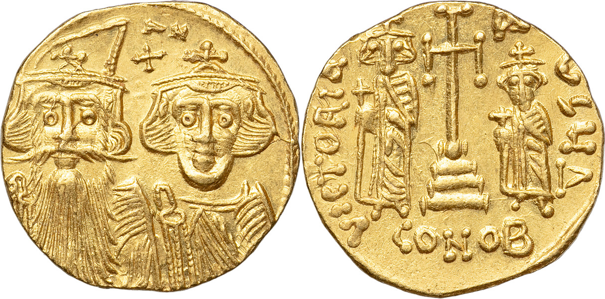 BYZANTINE COINS. CONSTANS II (A.D 641-668). AV solidus.