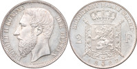 BELGIEN / BELGIUM. Leopold II (1865-1909). 2 francs 1887.