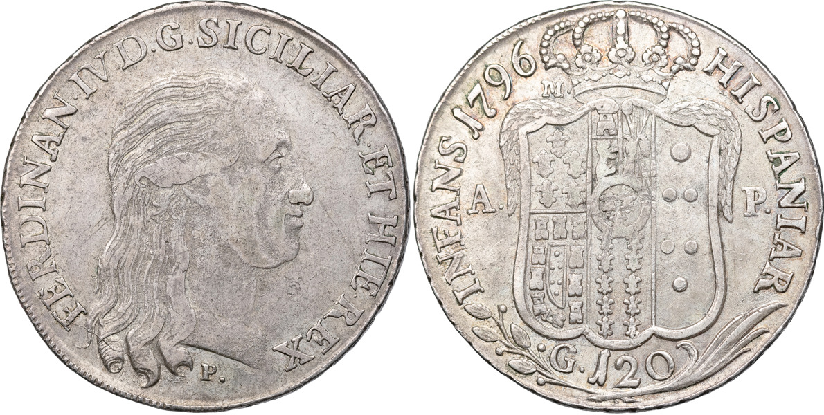 ITALIEN / ITALY. Ferdinand IV (1759-1805). 120 grana 1796.