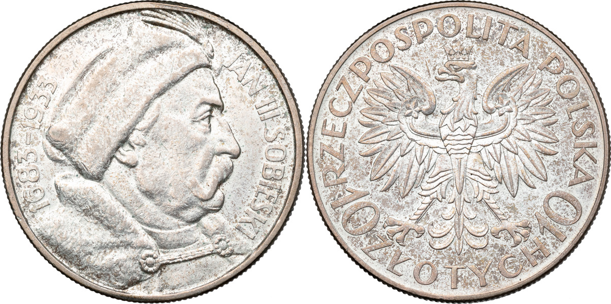 POLEN / POLAND. 10 złotych 1933. Sobieski.