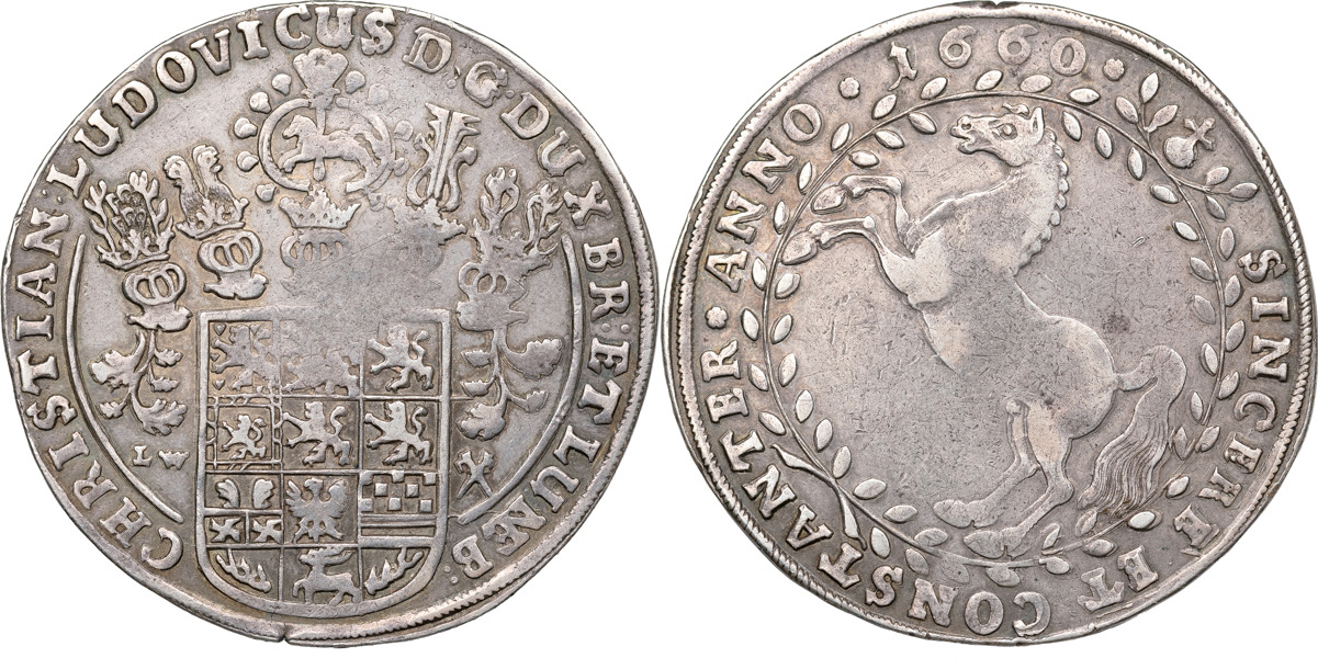 TYSKA STATER / GERMN STATES. BRAUNSCHWEIG-LÜNEBURG-CELLE. Christian Ludwig (1648-1665).