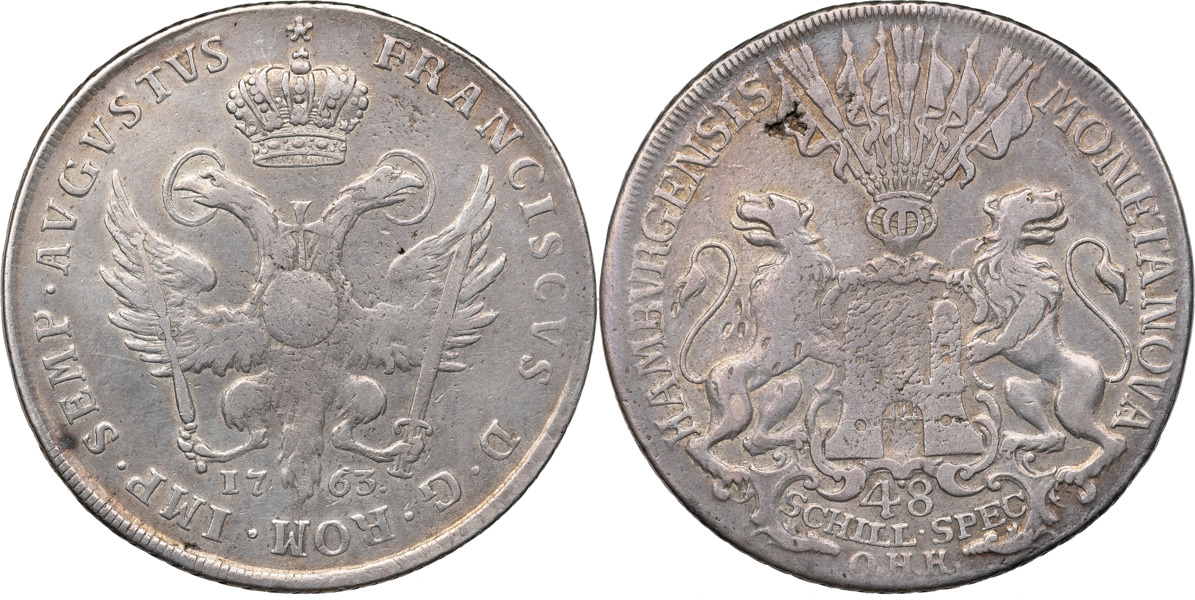 TYSKA STATER / GERMN STATES. HAMBURG. Taler 1763.