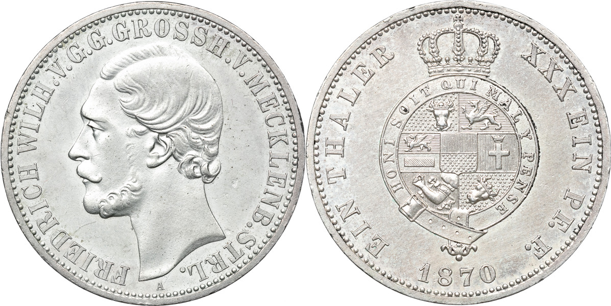 TYSKA STATER / GERMN STATES. MECKLENBURG-STRELITZ. Friedrich Wilhelm (1860-1904).