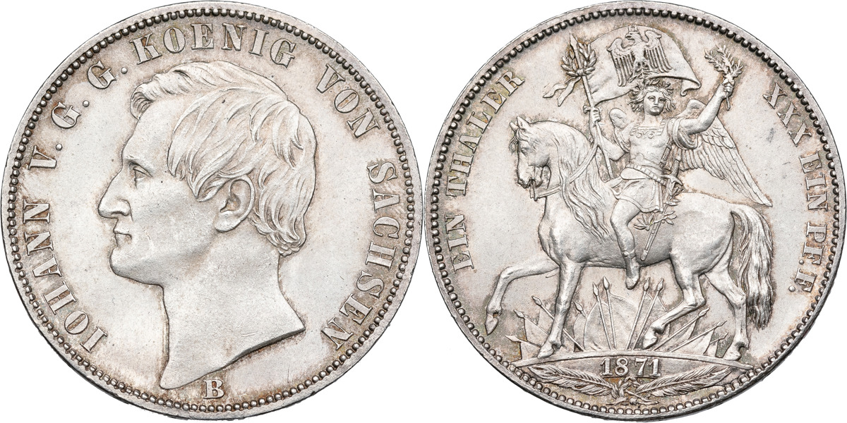 TYSKA STATER / GERMN STATES. SACHSEN. Taler 1871.