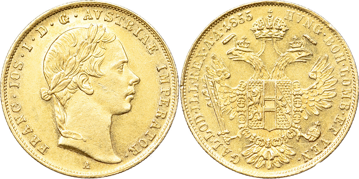 TYSK-ROMERSKA RIKET-ÖSTERRIKE / THE HOLY GERMAN EMPIRE-AUSTRIA. Franz Joseph I (1848-1916). Dukat 1855.