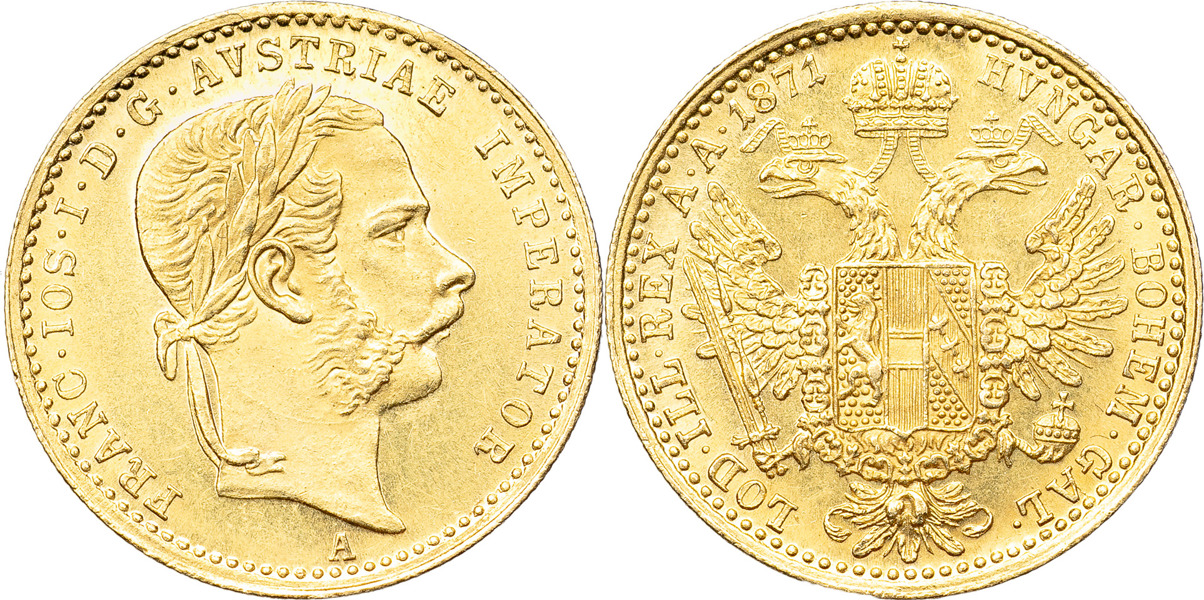 TYSK-ROMERSKA RIKET-ÖSTERRIKE / THE HOLY GERMAN EMPIRE-AUSTRIA. Franz Joseph I (1848-1916). Dukat 1871.