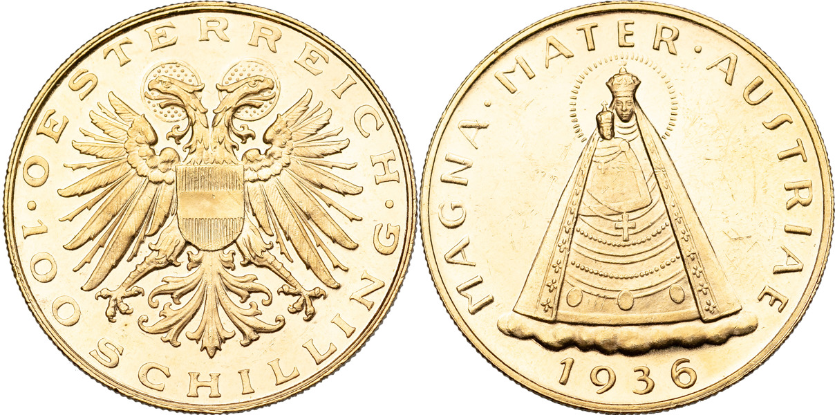 TYSK-ROMERSKA RIKET-ÖSTERRIKE / THE HOLY GERMAN EMPIRE-AUSTRIA. 100 schilling 1936. Fr.