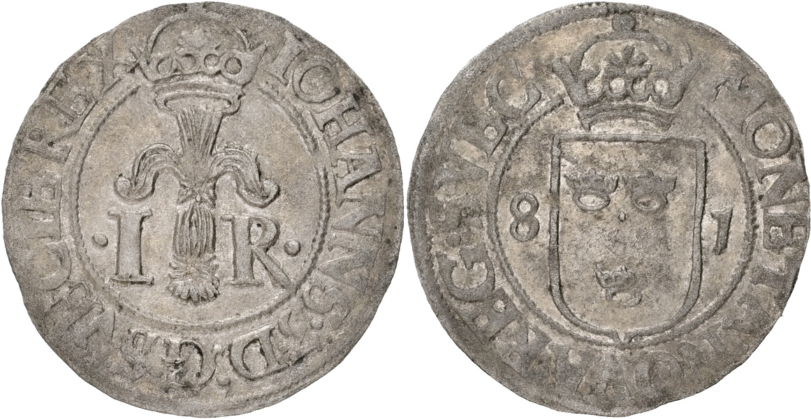JOHAN III (1568-1592). 1/2 öre 1581