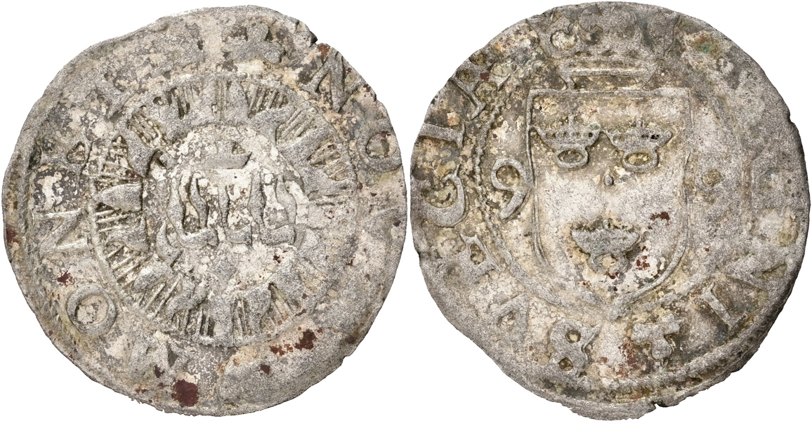 KARL, RIKSFÖRESTÅNDARE (1598-1604). 1/2 öre 1599