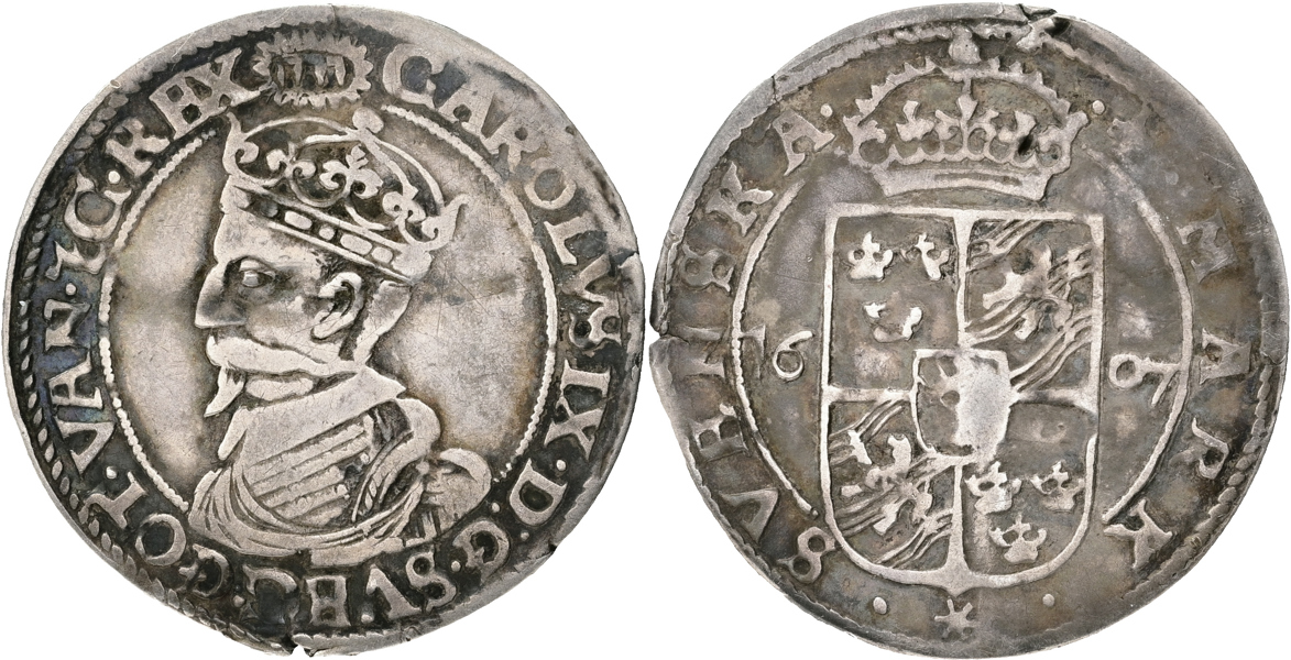 KARL IX (1604-1611). 1/2 mark 1607