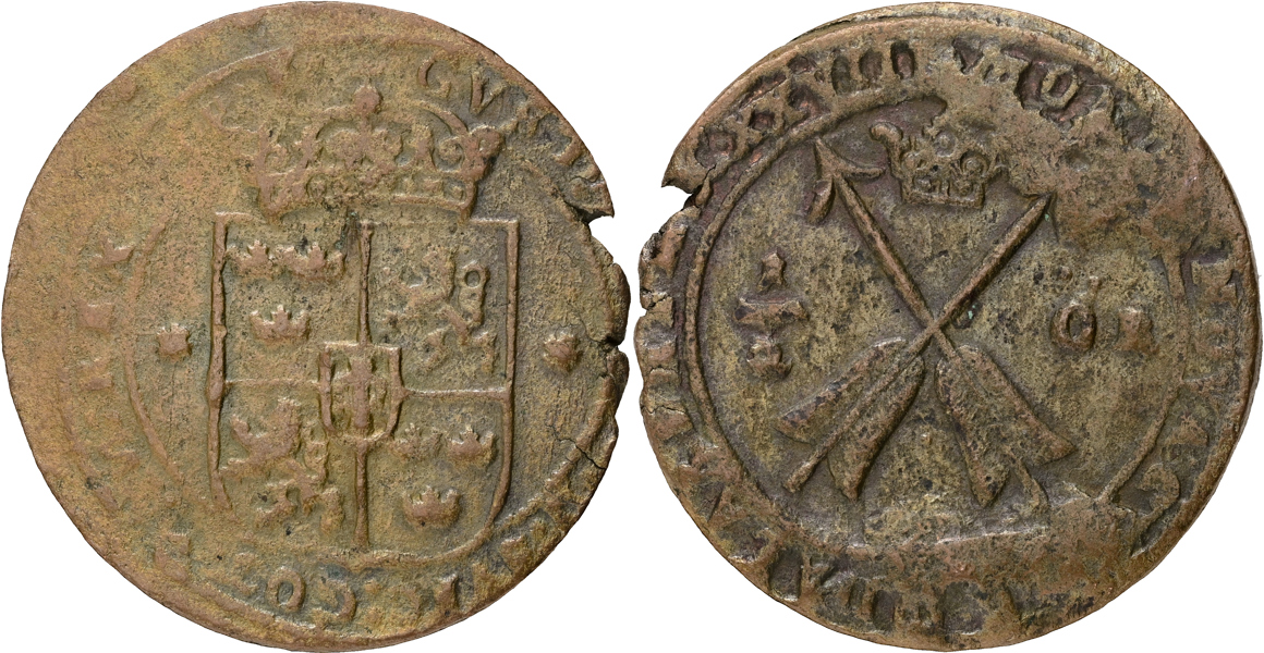 GUSTAV II ADOLF (1611-1632). 1/2 öre 1628