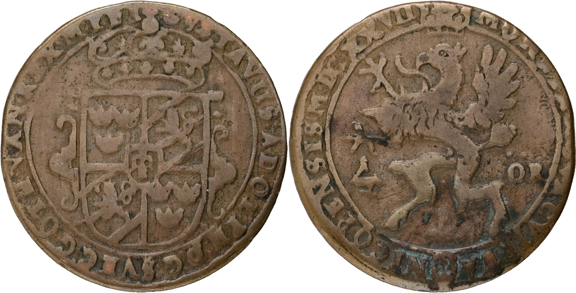 GUSTAV II ADOLF (1611-1632). 1/2 öre 1627