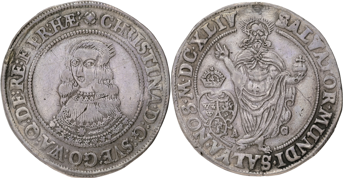 KRISTINA (1632-1654). 1/2 riksdaler 1644