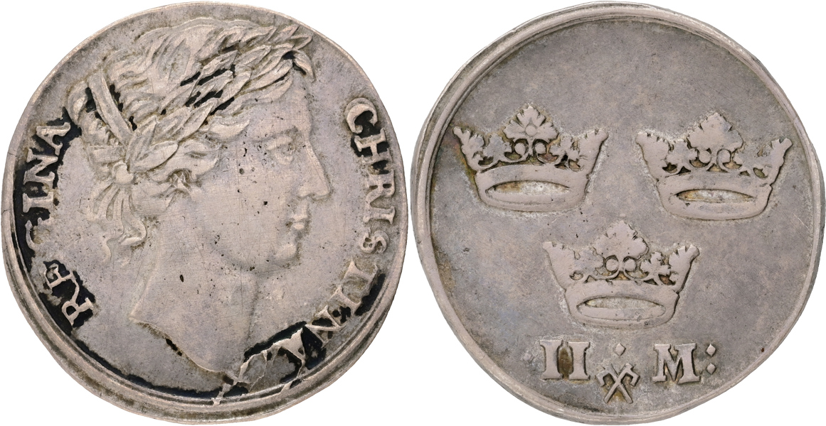 KRISTINA (1632-1654). 2 mark u.å
