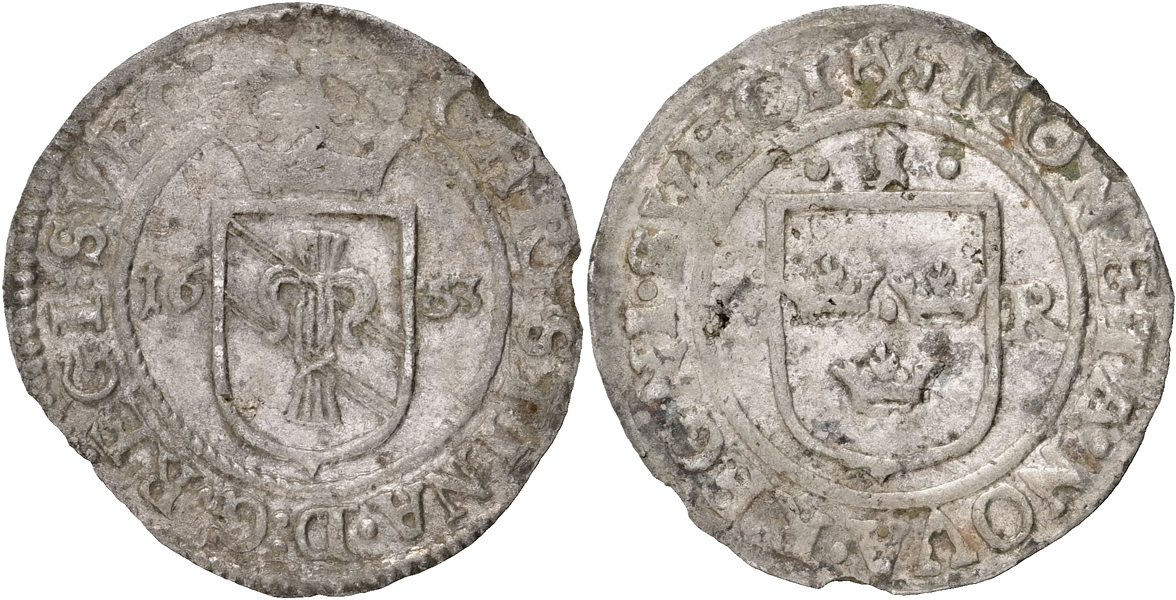 KRISTINA (1632-1654). Öre 1653
