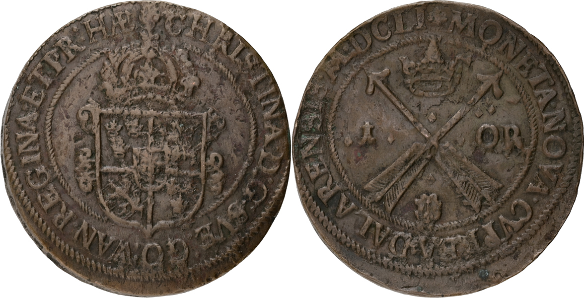 KRISTINA (1632-1654). Öre 1651