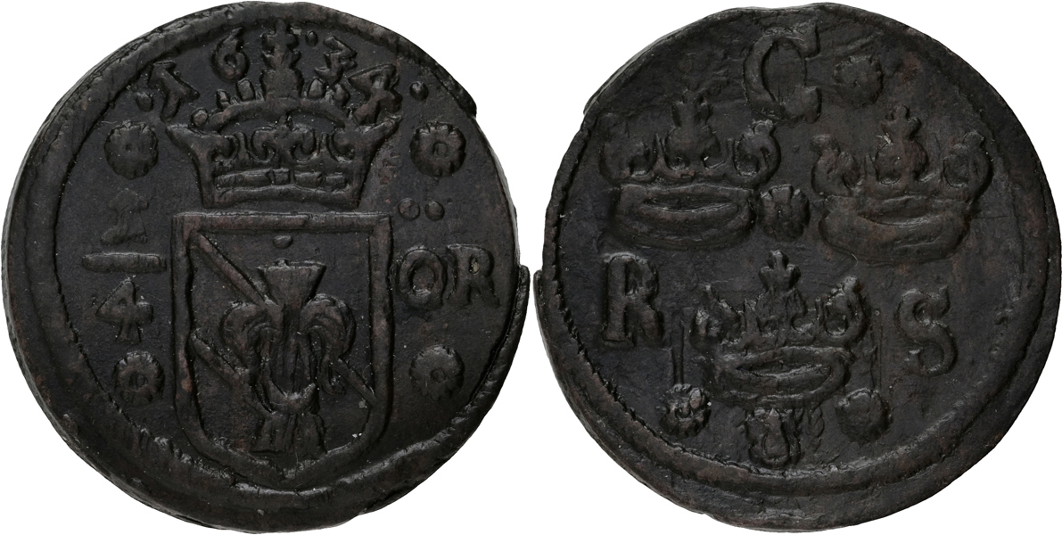KRISTINA (1632-1654). 1/4 öre 1634