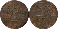 KRISTINA (1632-1654). 1/4 öre 1636