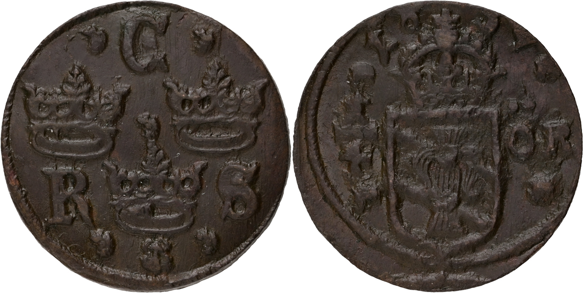 KRISTINA (1632-1654). 1/4 öre 1637