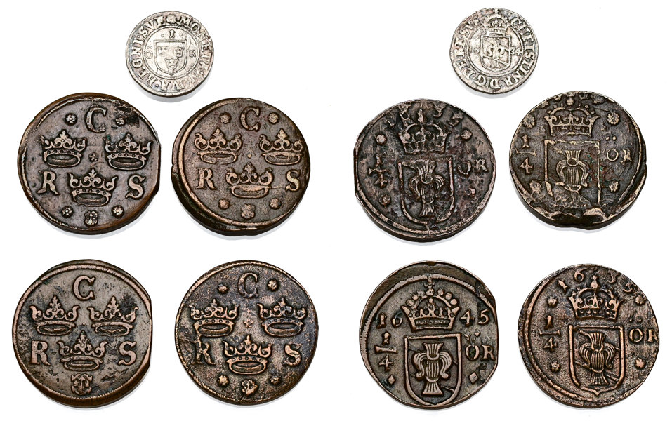 KRISTINA (1632-1654). Lot of 5