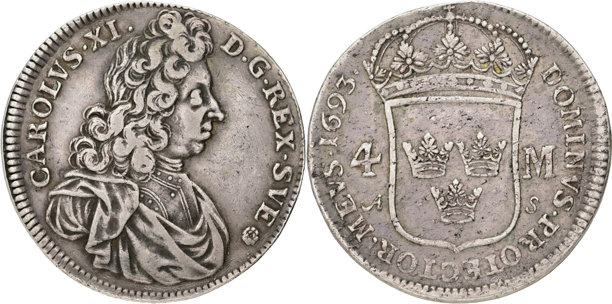 KARL XI (1660-1697). 4 mark 1693