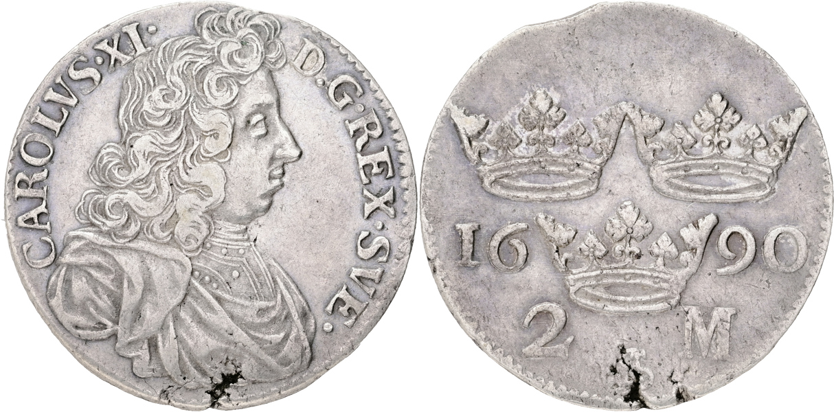 KARL XI (1660-1697). 2 mark 1690