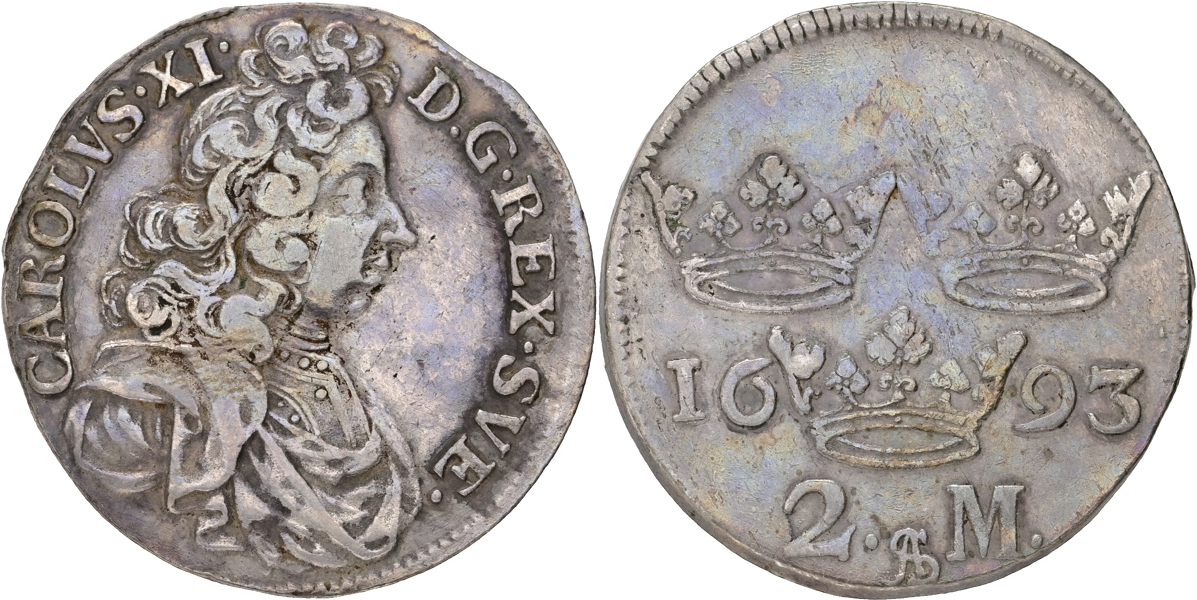 KARL XI (1660-1697). 2 mark 1693