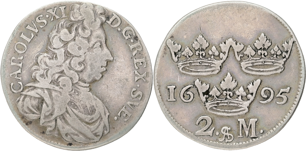 KARL XI (1660-1697). 2 mark 1695