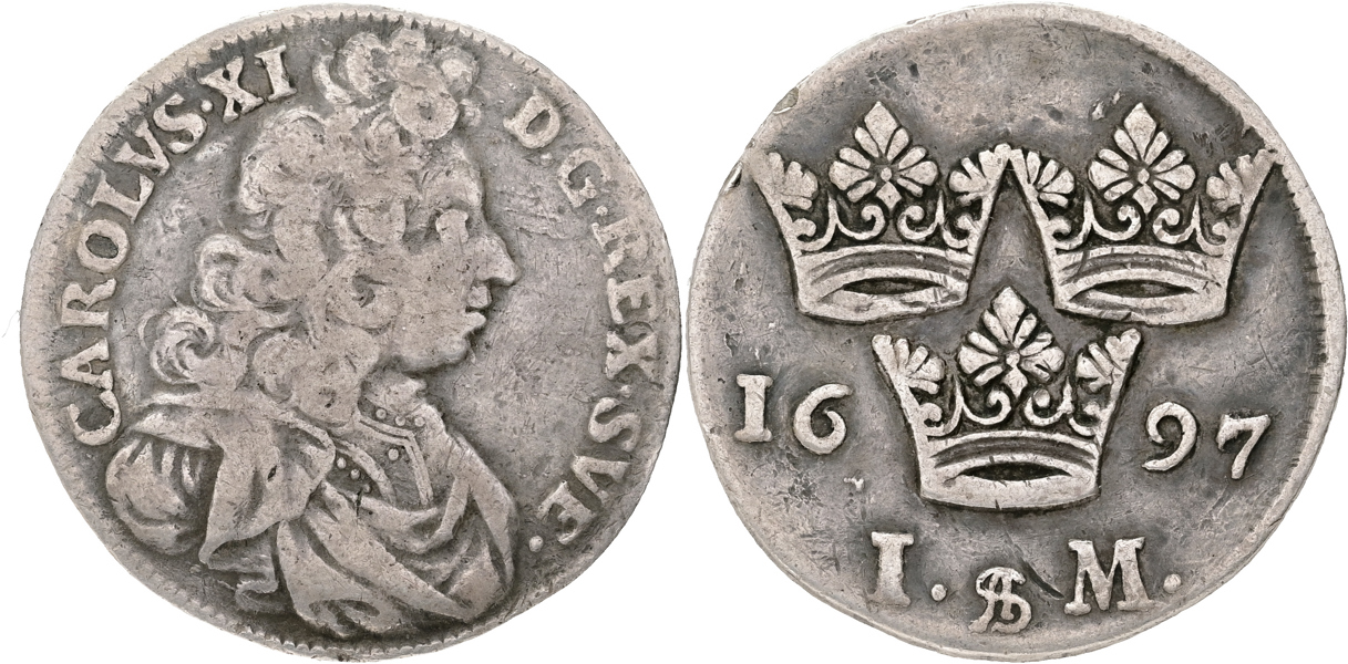 KARL XI (1660-1697). Mark 1697