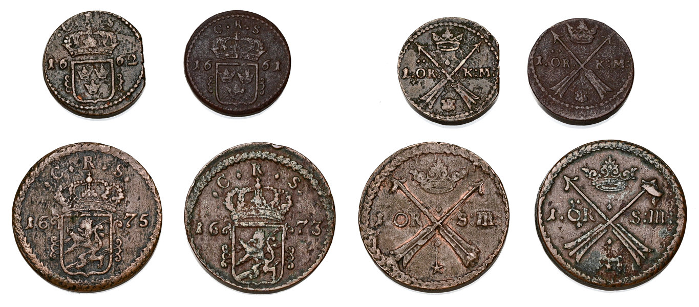 KARL XI (1660-1697). Lot of 4