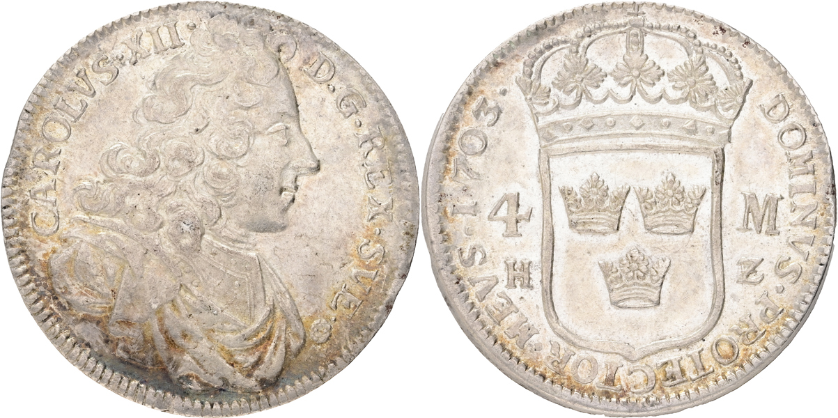 KARL XII (1697-1718). 4 mark 1703