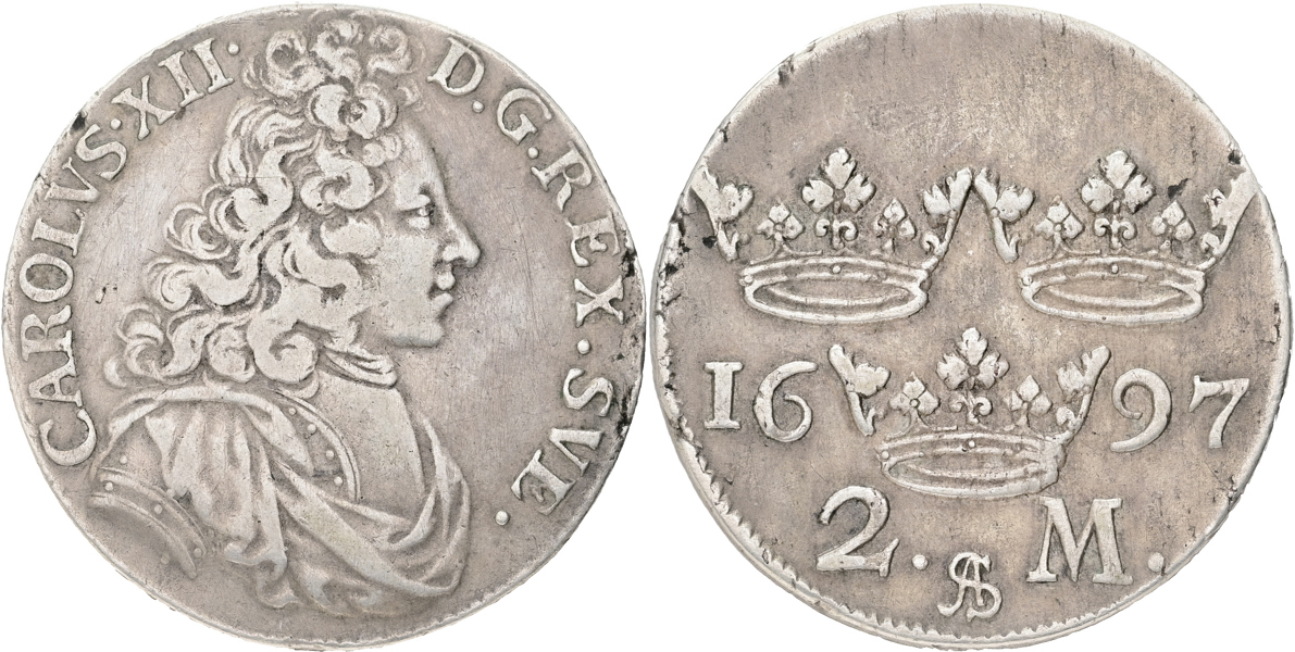 KARL XII (1697-1718). 2 mark 1697