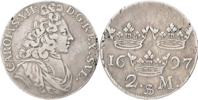 KARL XII (1697-1718). 2 mark 1697