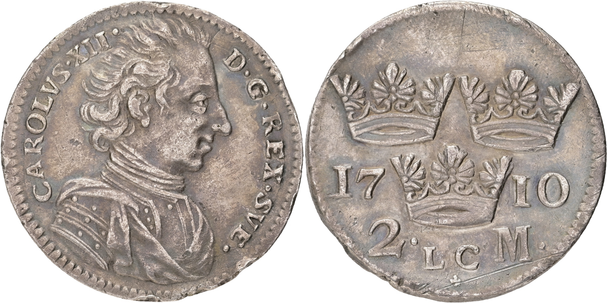 KARL XII (1697-1718). 2 mark 1710
