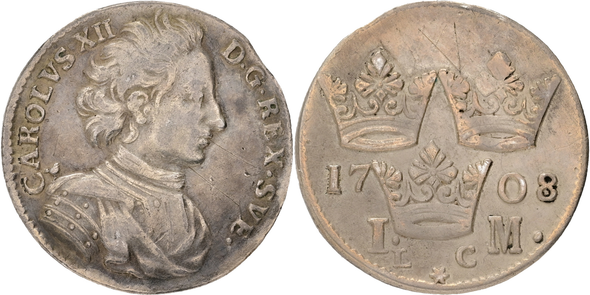KARL XII (1697-1718). Mark 1708