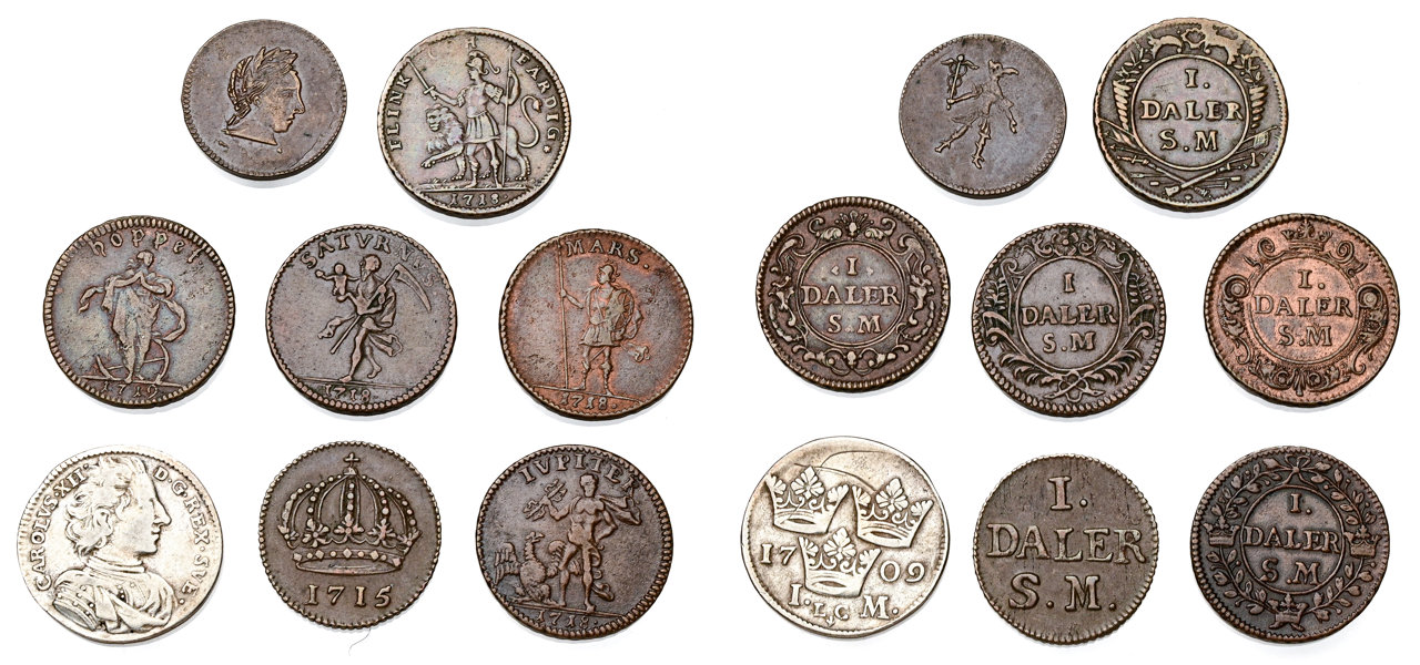 KARL XII (1697-1718). Lot of 8