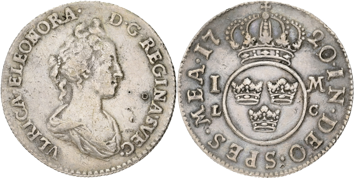 ULRIKA ELEONORA (1718-1720). Mark 1720