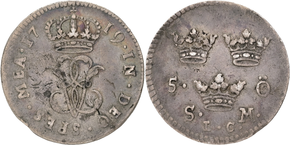 ULRIKA ELEONORA (1718-1720). 5 öre 1719