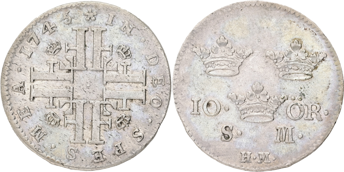 FREDRIK (1720-1751). 10 öre 1745