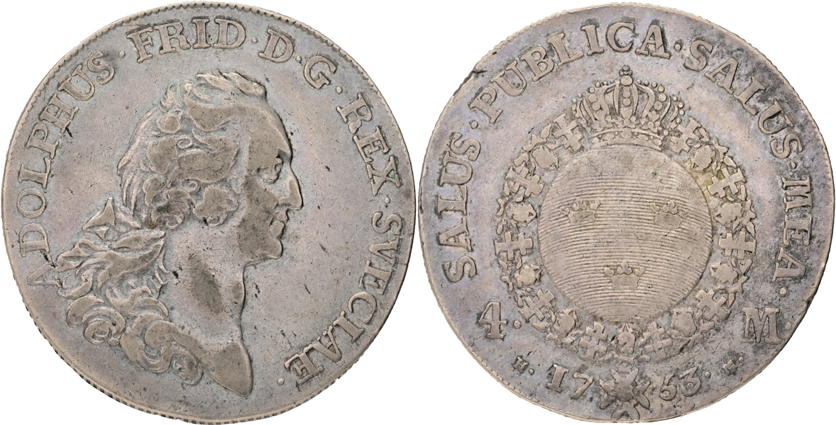 ADOLF FREDRIK (1751-1771). 4 mark 1753