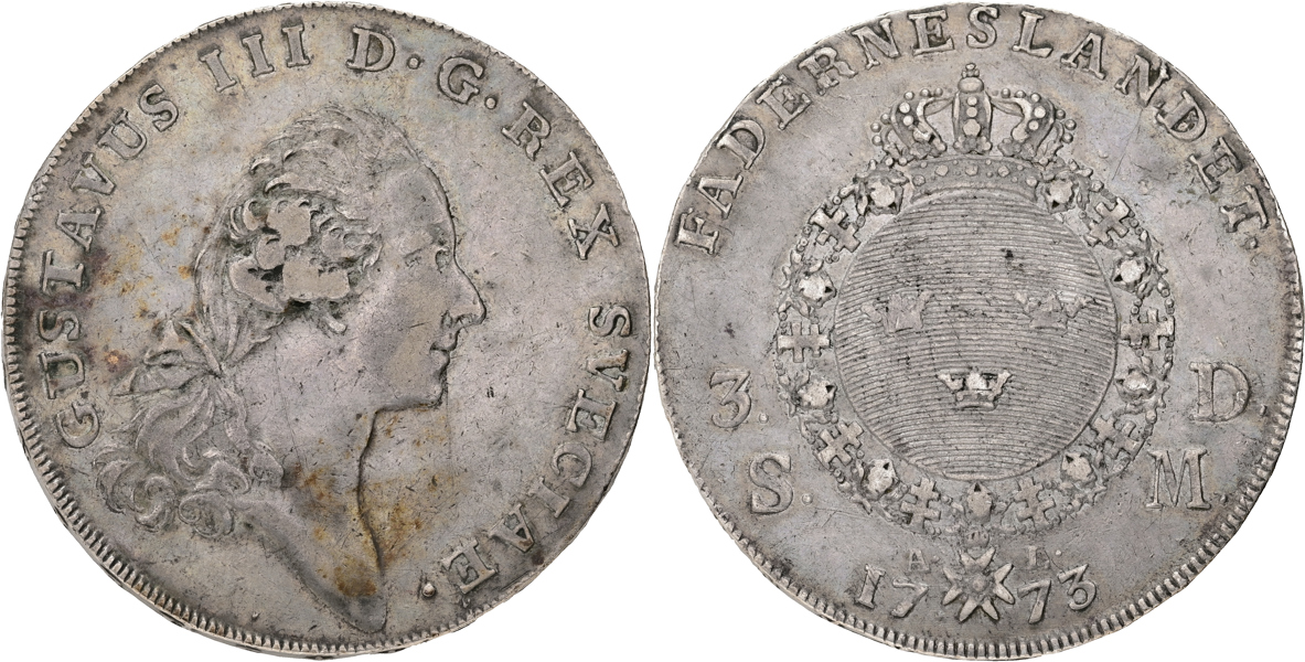 GUSTAV III (1771-1792). Riksdaler 1773