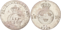 GUSTAV III (1771-1792). 1/12 riksdaler 1778