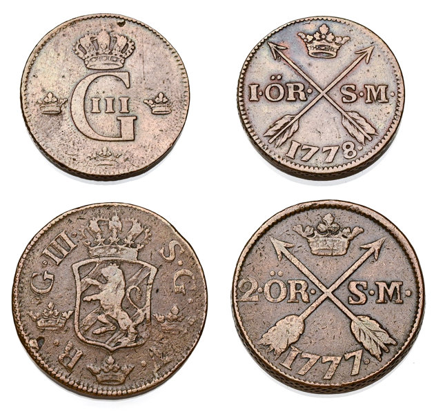 GUSTAV III (1771-1792). Lot of 2