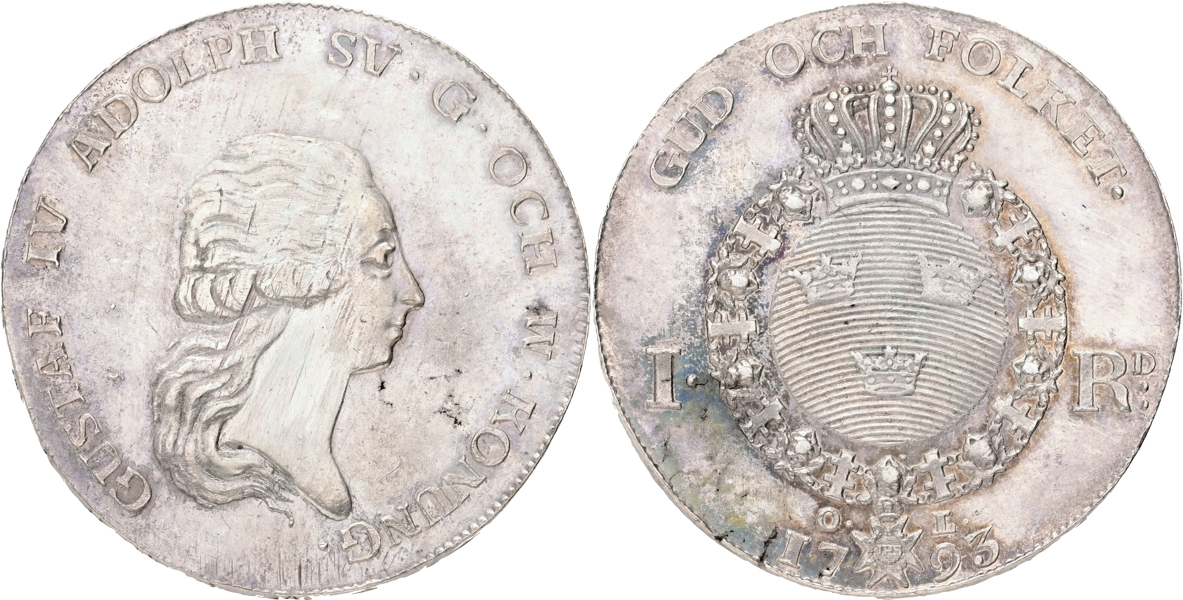 GUSTAV IV ADOLF (1792-1809). Riksdaler 1793