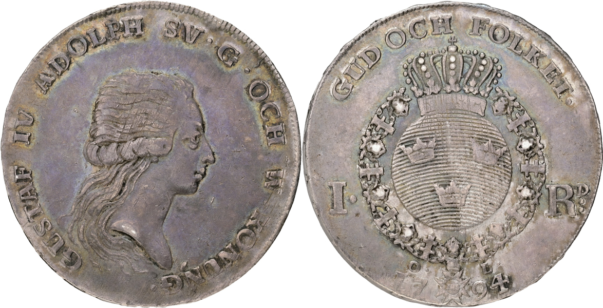 GUSTAV IV ADOLF (1792-1809). Riksdaler 1794
