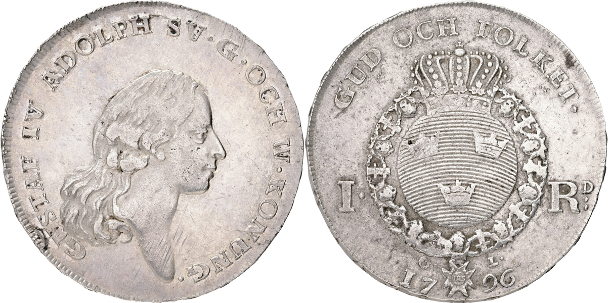 GUSTAV IV ADOLF (1792-1809). Riksdaler 1796