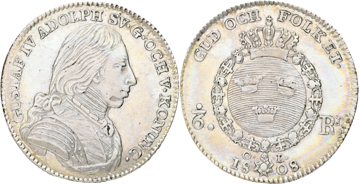 GUSTAV IV ADOLF (1792-1809). 1/6 riksdaler 1808