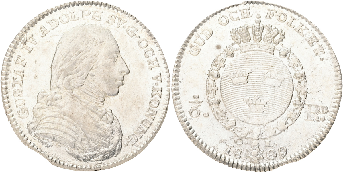 GUSTAV IV ADOLF (1792-1809). 1/6 riksdaler 1809