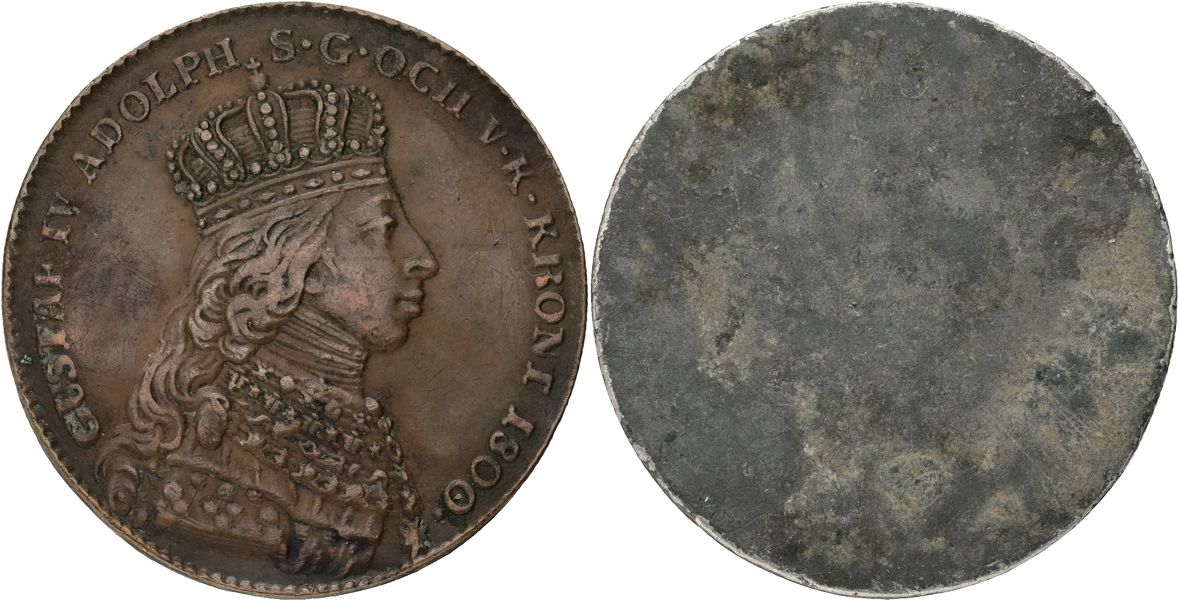 GUSTAV IV ADOLF (1792-1809). Avslag av kastmynt till kungens kröning