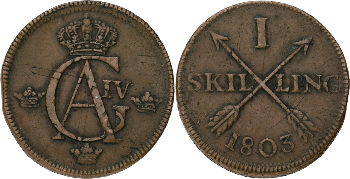 GUSTAV IV ADOLF (1792-1809). Skilling 1803